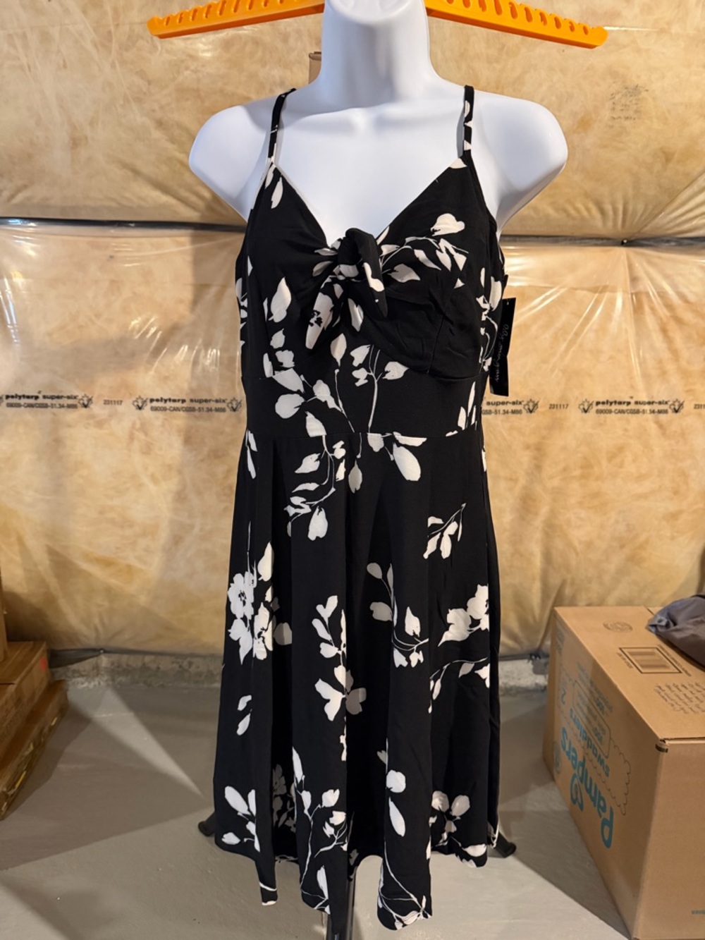 Black & White Floral Tie-Front Sundress